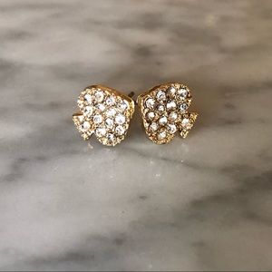 Petite spade shaped stud earrings in gold